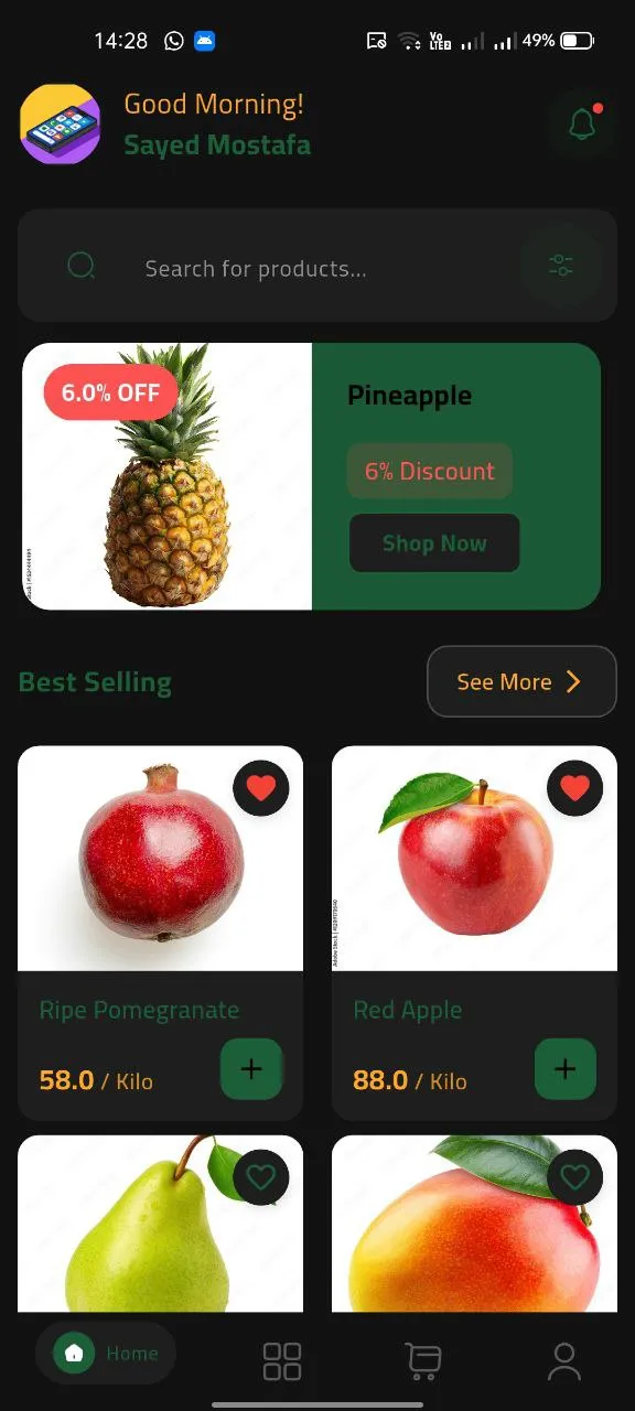 FruitsHubDarkHome
